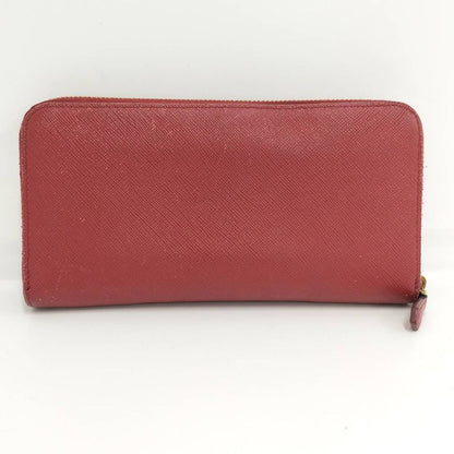 Prada Round Zipper Long Wallet Saffiano Leather Red 1ml506
