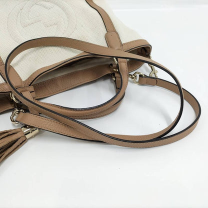 Gucci 2WAY Handbag Soho Interlocking G Canvas Leather Off White Brown 336751