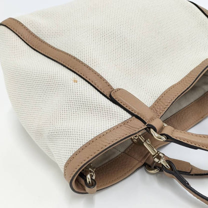Gucci 2WAY Handbag Soho Interlocking G Canvas Leather Off White Brown 336751