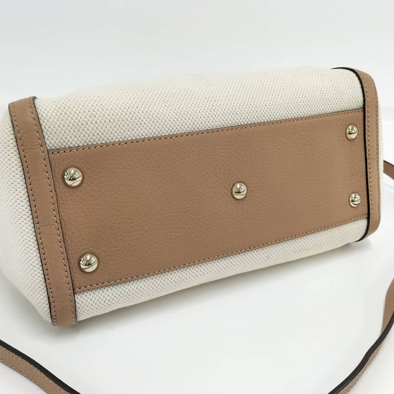 Gucci 2WAY Handbag Soho Interlocking G Canvas Leather Off White Brown 336751