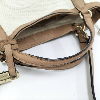 Gucci 2WAY Handbag Soho Interlocking G Canvas Leather Off White Brown 336751