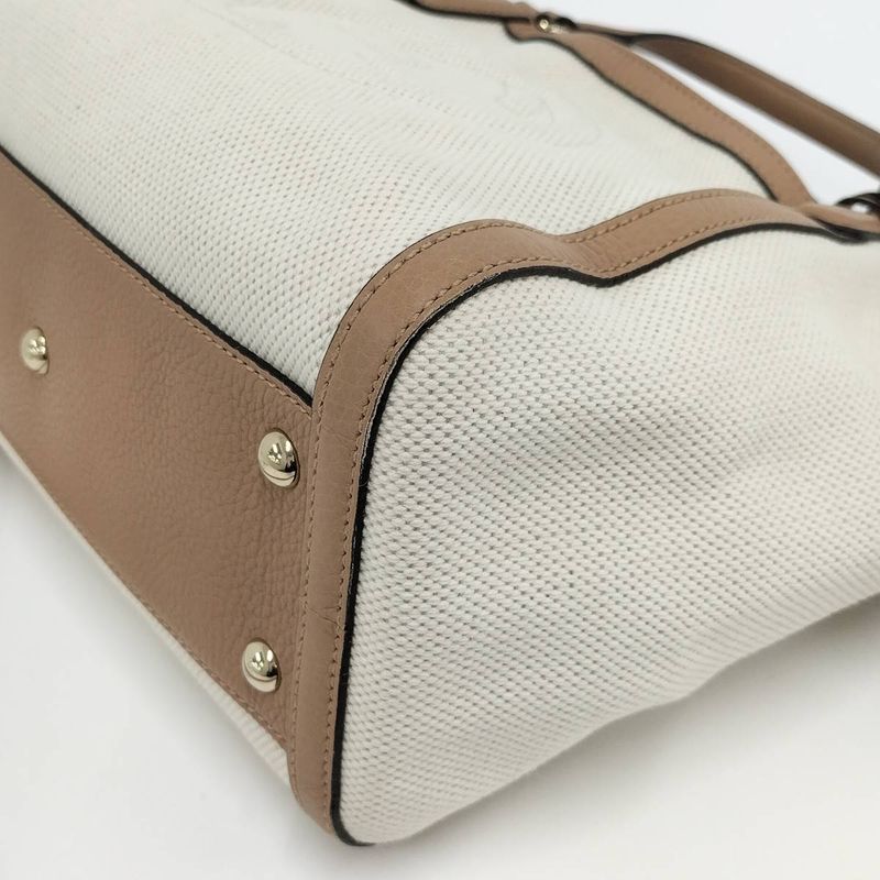 Gucci 2WAY Handbag Soho Interlocking G Canvas Leather Off White Brown 336751
