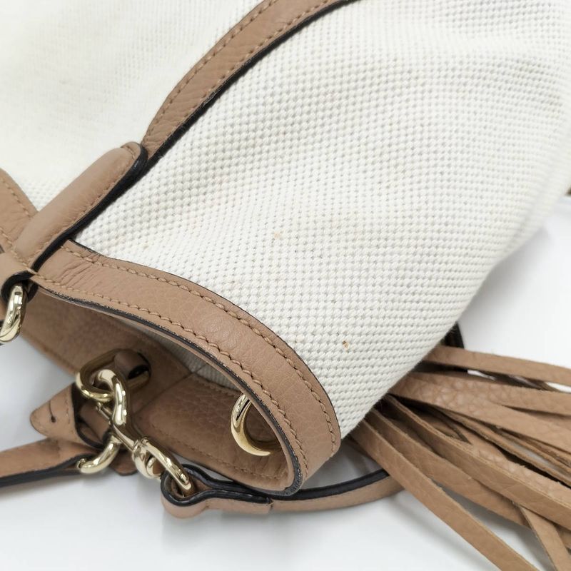 Gucci 2WAY Handbag Soho Interlocking G Canvas Leather Off White Brown 336751