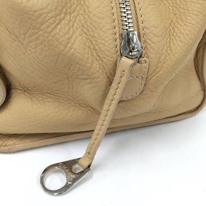 Chanel Boston Bag Calf Leather Beige