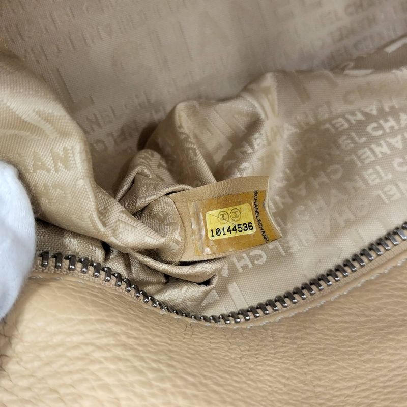 Chanel Boston Bag Calf Leather Beige