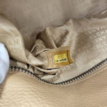 Chanel Boston Bag Calf Leather Beige