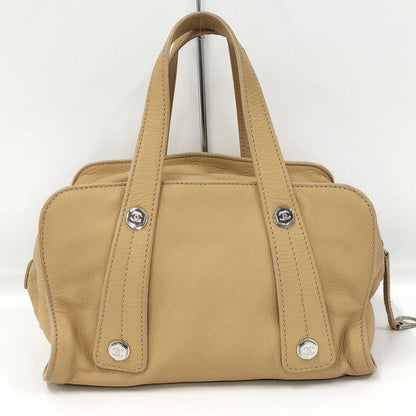 Chanel Boston Bag Calf Leather Beige