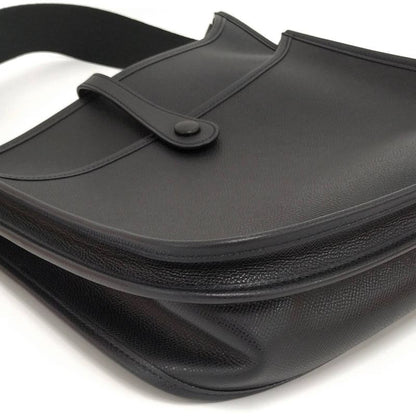 Hermes Shoulder Bag Evelyn II PM Leather Black □J Engraved