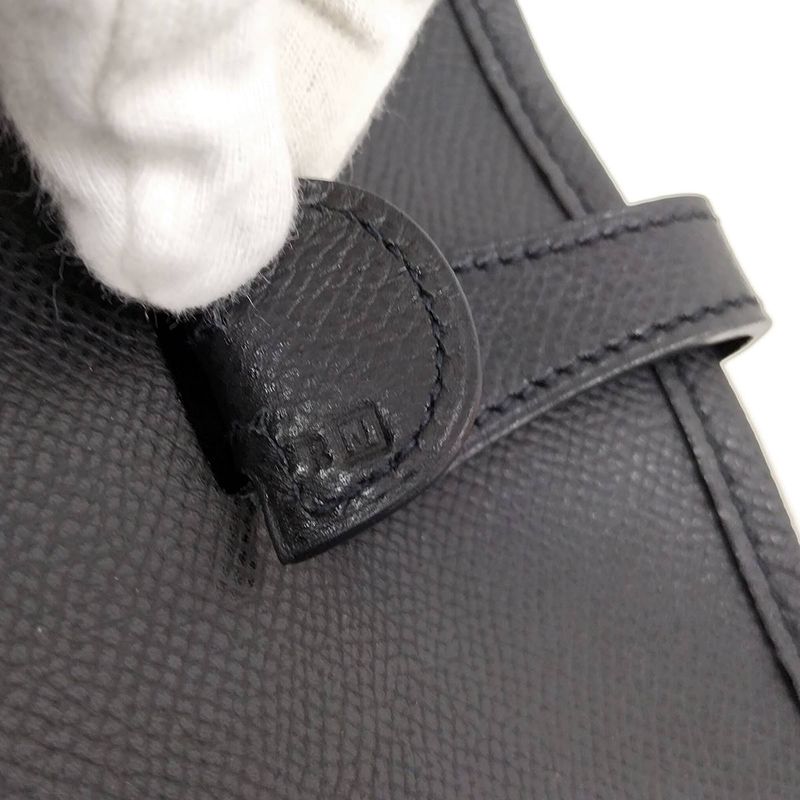 Hermes Shoulder Bag Evelyn II PM Leather Black □J Engraved
