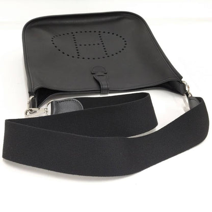 Hermes Shoulder Bag Evelyn II PM Leather Black □J Engraved