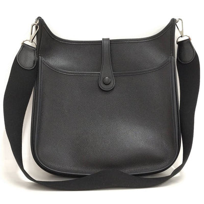Hermes Shoulder Bag Evelyn II PM Leather Black □J Engraved