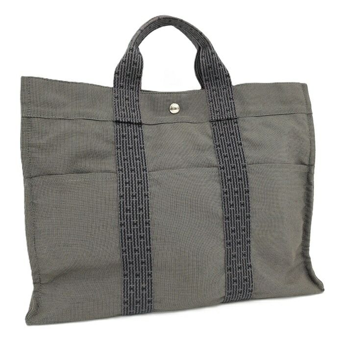Hermes Her Line Tote MM Tote Bag Canvas Gray