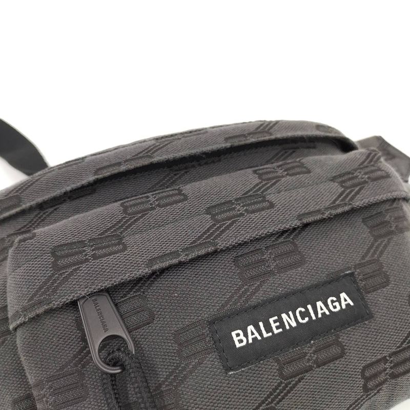 Balenciaga Waist Bag Logo Print Canvas Gray 713042