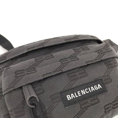 Balenciaga Waist Bag Logo Print Canvas Gray 713042