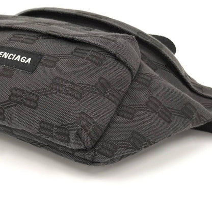Balenciaga Waist Bag Logo Print Canvas Gray 713042