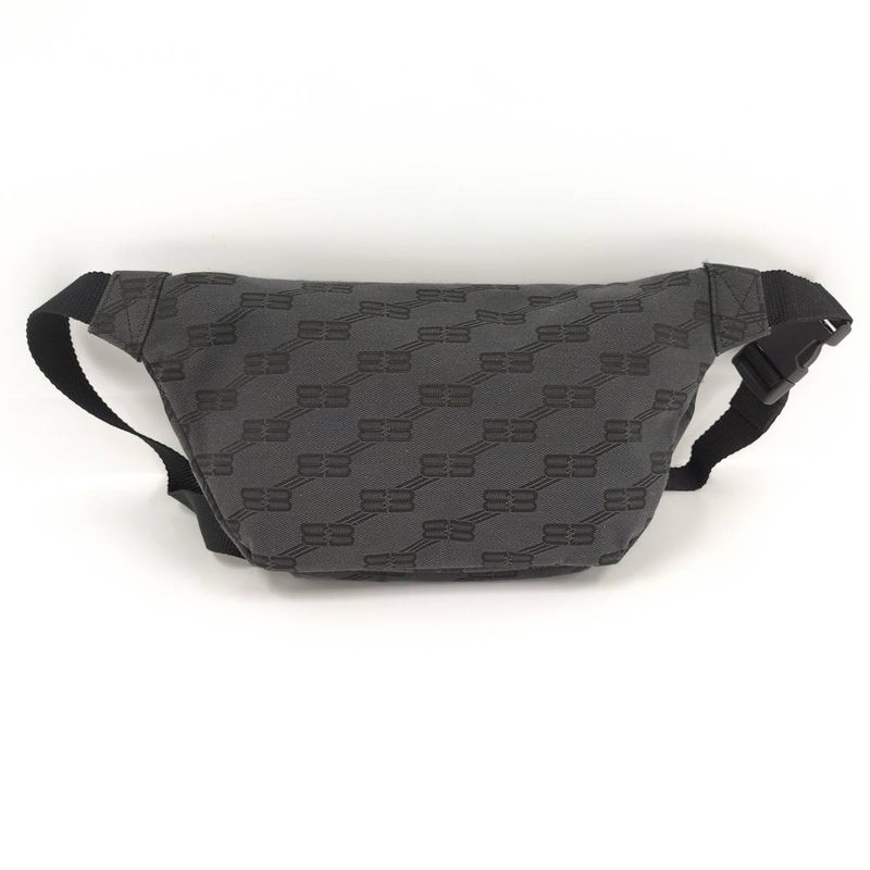 Balenciaga Waist Bag Logo Print Canvas Gray 713042