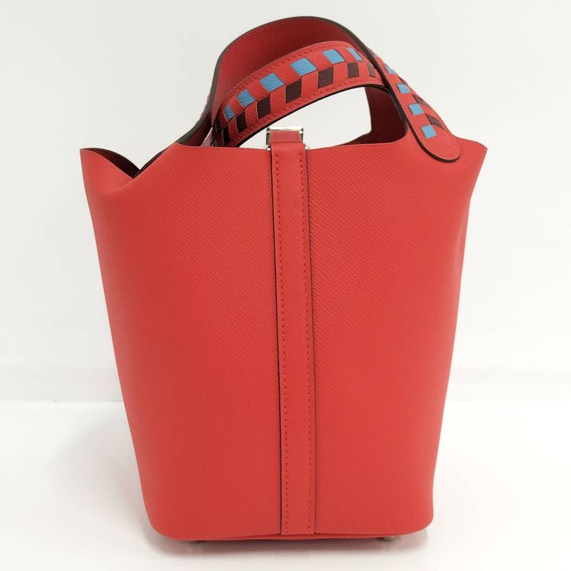 Hermes Picotin Lock Tresage 18 Handbag Epson Leather Rouge Cou Red Engraved D
