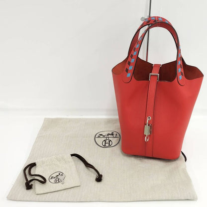 Hermes Picotin Lock Tresage 18 Handbag Epson Leather Rouge Cou Red Engraved D