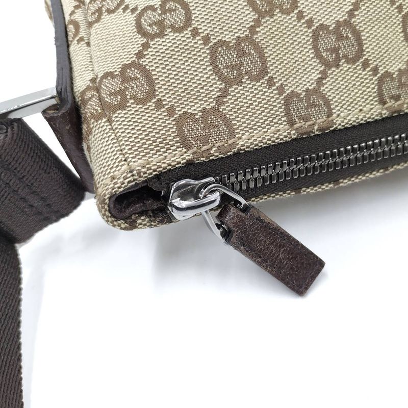 Gucci Shoulder Bag GG Canvas Leather Beige Brown 110054