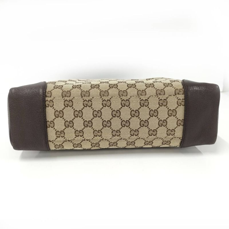 Gucci Shoulder Bag GG Canvas Leather Beige Brown 110054