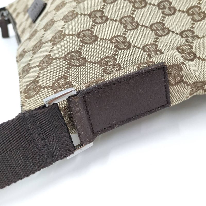 Gucci Shoulder Bag GG Canvas Leather Beige Brown 110054