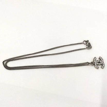 Chanel Necklace Coco Rhinestone Silver Plated 09V