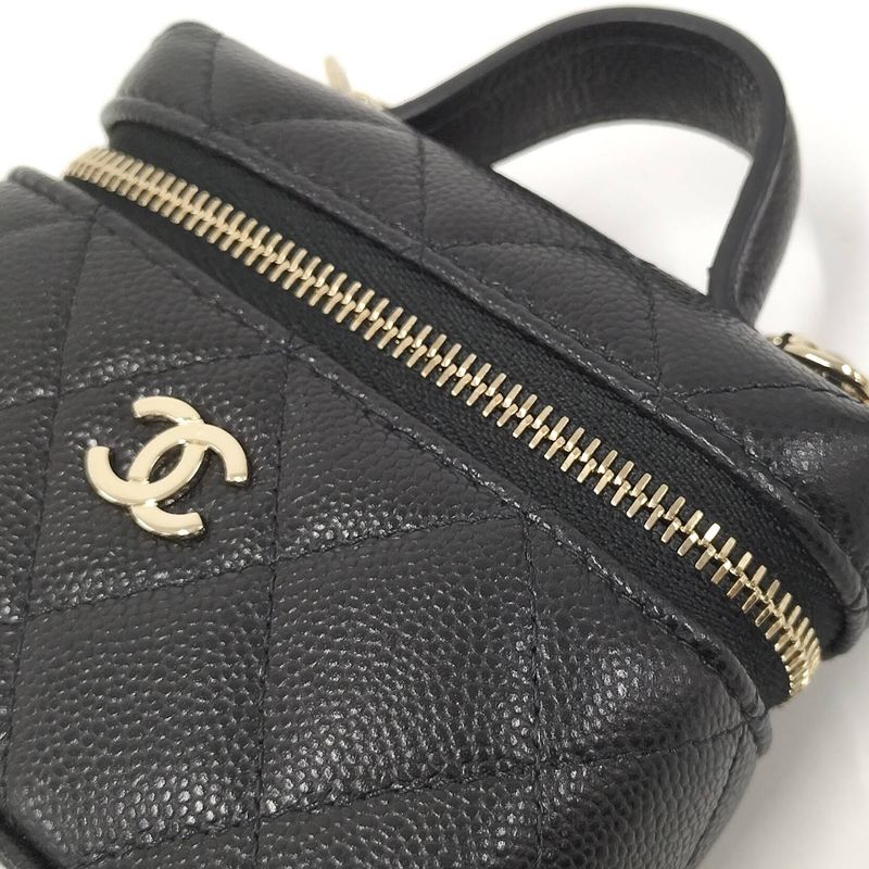 Chanel Mini Bag Charm Black Leather