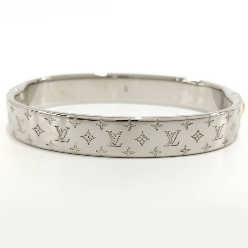 Louis Vuitton Cuff Nanogram Bracelet S Size Plated Gold Silver M00249