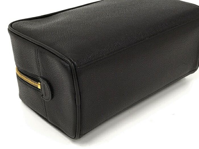 Chanel Caviar Skin Coco Mark Pouch Second Bag Black