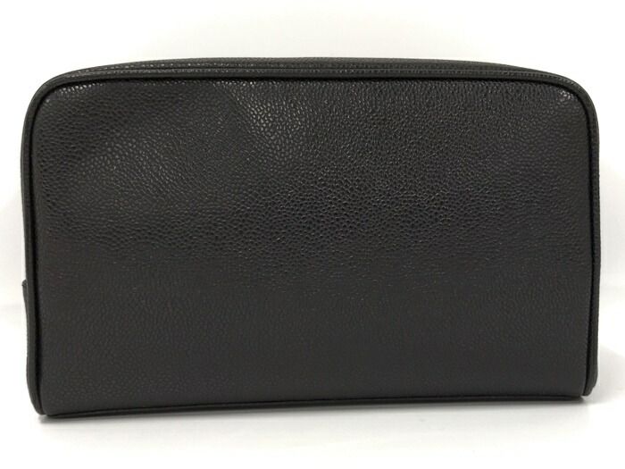 Chanel Caviar Skin Coco Mark Pouch Second Bag Black