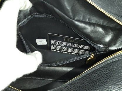 Chanel Caviar Skin Coco Mark Pouch Second Bag Black