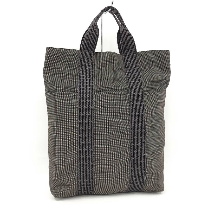 Hermes Herbag Su Tote Bag Canvas Grayish