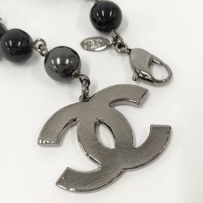 Chanel Bracelet Coco Mark Faux Pearl Beads Black 10 V