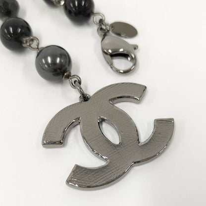 Chanel Bracelet Coco Mark Faux Pearl Beads Black 10 V