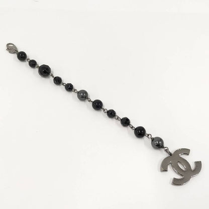 Chanel Bracelet Coco Mark Faux Pearl Beads Black 10 V
