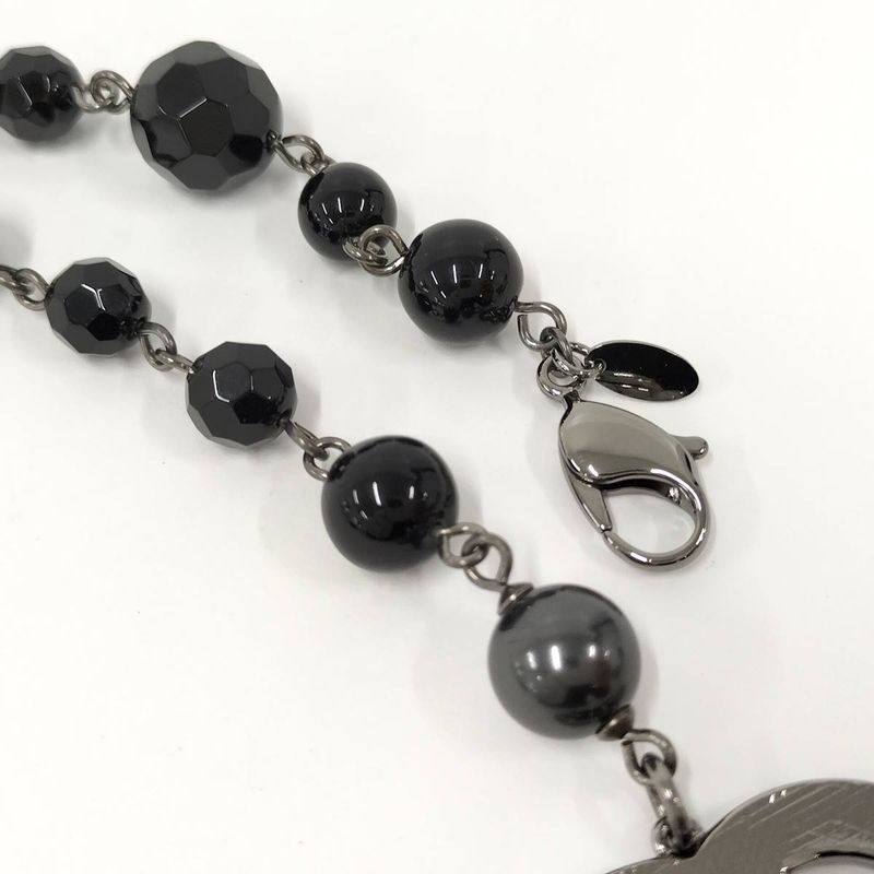 Chanel Bracelet Coco Mark Faux Pearl Beads Black 10 V