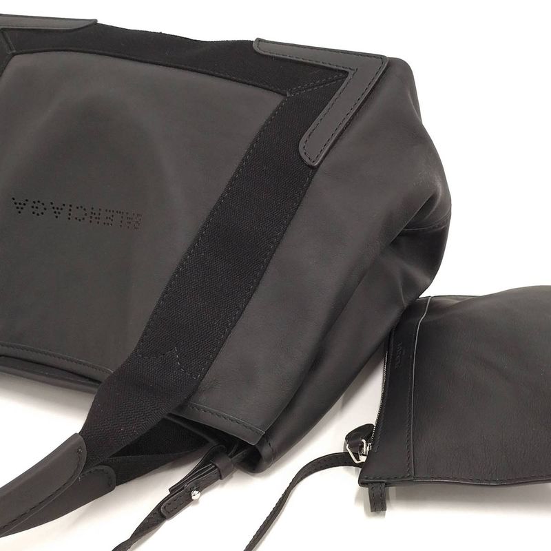 Balenciaga Navy Cabas S Tote Bag Canvas Leather Black 339933