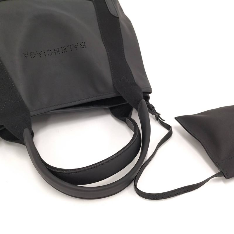 Balenciaga Navy Cabas S Tote Bag Canvas Leather Black 339933