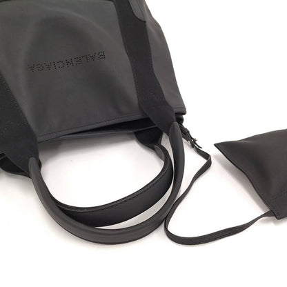Balenciaga Navy Cabas S Tote Bag Canvas Leather Black 339933