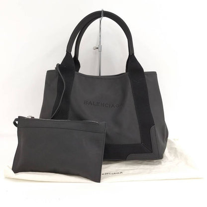 Balenciaga Navy Cabas S Tote Bag Canvas Leather Black 339933