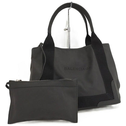 Balenciaga Navy Cabas S Tote Bag Canvas Leather Black 339933