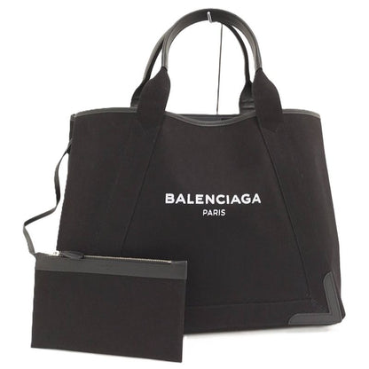 Balenciaga Navy Cabas S Tote Bag Canvas Leather Black 339933