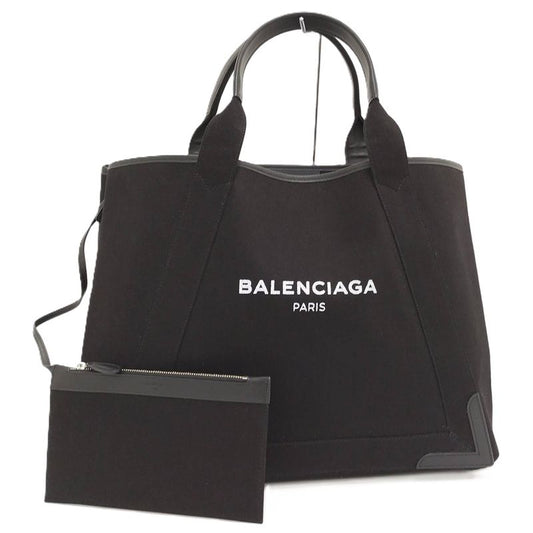 Balenciaga Navy Cabas S Tote Bag Canvas Leather Black 339933