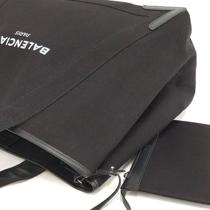 Balenciaga Navy Cabas S Tote Bag Canvas Leather Black 339933