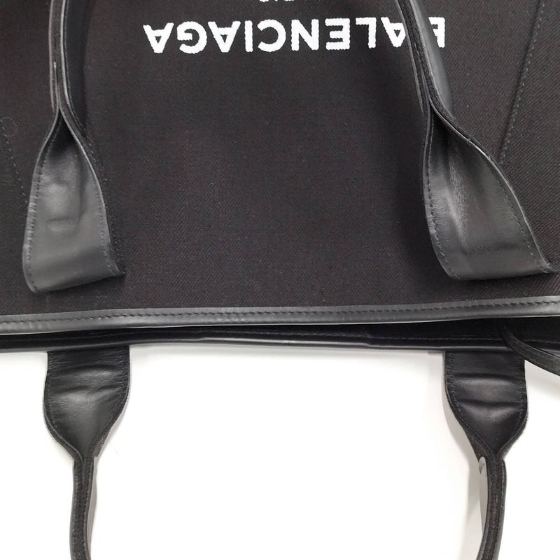 Balenciaga Navy Cabas S Tote Bag Canvas Leather Black 339933