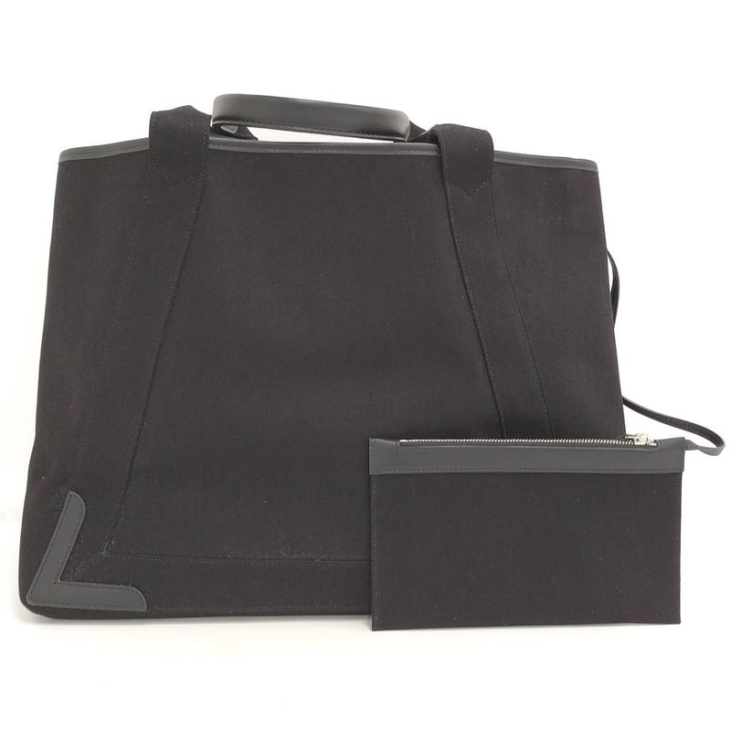 Balenciaga Navy Cabas S Tote Bag Canvas Leather Black 339933