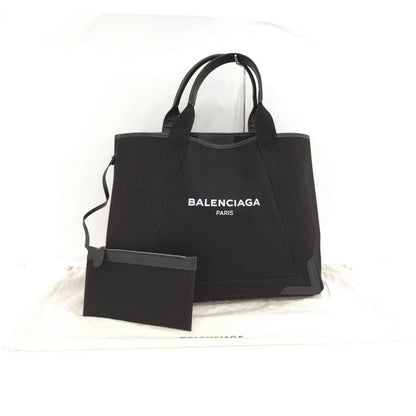 Balenciaga Navy Cabas S Tote Bag Canvas Leather Black 339933