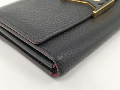 Louis Vuitton Portefeuille Capucines Long Fold Wallet Taurillon Leather Noir
