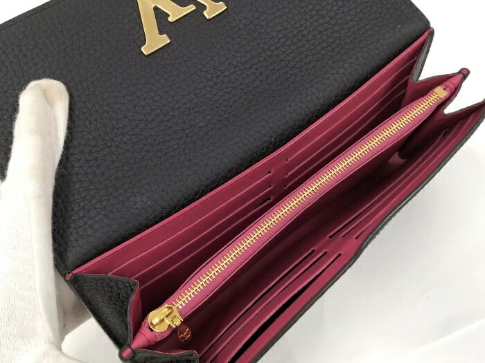 Louis Vuitton Portefeuille Capucines Long Fold Wallet Taurillon Leather Noir