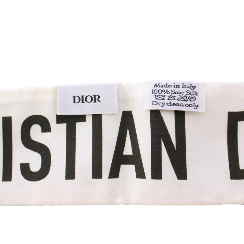 Christian DIOR Toile De Jouy Zodia Mizza Scarf Silk Logo Total White BB - OH